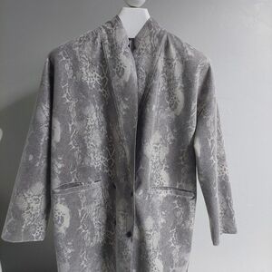 Coster Copenhagen Gray Blazer Jacket Size 38/M  Snakeskin Print Longline‎ Coat
